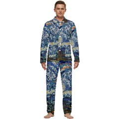 Mosaic Art Vincent Van Gogh Starry Night Men s Long Sleeve Velvet Pocket Pajamas Set by Modalart