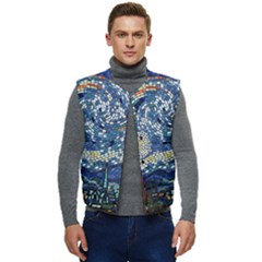 Mosaic Art Vincent Van Gogh Starry Night Men s Button Up Puffer Vest	 by Modalart