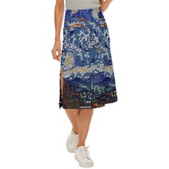 Mosaic Art Vincent Van Gogh Starry Night Midi Panel Skirt by Modalart