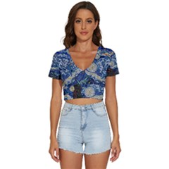 Mosaic Art Vincent Van Gogh Starry Night V-neck Crop Top by Modalart