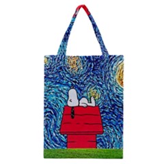 Cartoon Dog Starry Night Van Gogh Parody Classic Tote Bag by Modalart