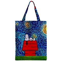 Cartoon Dog Starry Night Van Gogh Parody Zipper Classic Tote Bag by Modalart