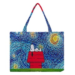 Cartoon Dog Starry Night Van Gogh Parody Medium Tote Bag by Modalart