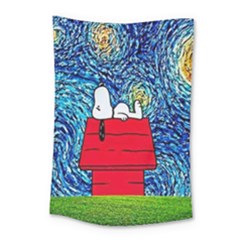 Cartoon Dog Starry Night Van Gogh Parody Small Tapestry by Modalart