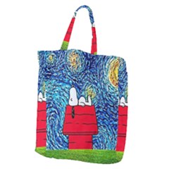 Cartoon Dog Starry Night Van Gogh Parody Giant Grocery Tote by Modalart