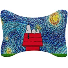 Cartoon Dog Starry Night Van Gogh Parody Seat Head Rest Cushion by Modalart