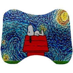 Cartoon Dog Starry Night Van Gogh Parody Head Support Cushion by Modalart