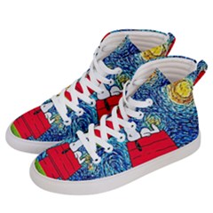 Cartoon Dog Starry Night Van Gogh Parody Men s Hi-top Skate Sneakers by Modalart