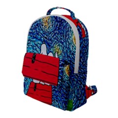 Cartoon Dog Starry Night Van Gogh Parody Flap Pocket Backpack (large) by Modalart