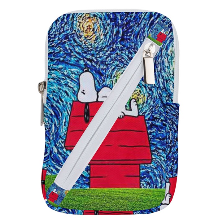 Cartoon Dog Starry Night Van Gogh Parody Belt Pouch Bag (Small)