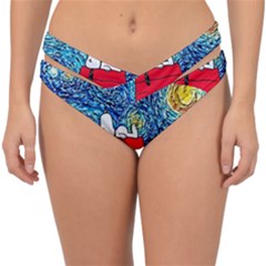 Cartoon Dog Starry Night Van Gogh Parody Double Strap Halter Bikini Bottoms by Modalart