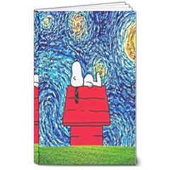 Cartoon Dog Starry Night Van Gogh Parody 8  X 10  Softcover Notebook by Modalart