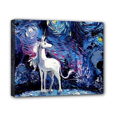 Unicorn Starry Night Print Van Gogh Canvas 10  X 8  (stretched) by Modalart