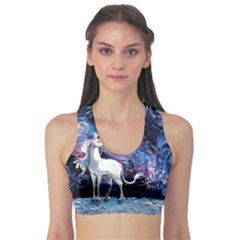 Unicorn Starry Night Print Van Gogh Fitness Sports Bra by Modalart