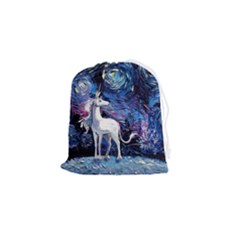 Unicorn Starry Night Print Van Gogh Drawstring Pouch (small) by Modalart