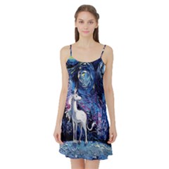 Unicorn Starry Night Print Van Gogh Satin Night Slip by Modalart