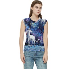 Unicorn Starry Night Print Van Gogh Women s Raglan Cap Sleeve T-shirt by Modalart