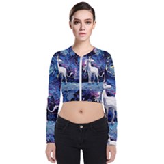 Unicorn Starry Night Print Van Gogh Long Sleeve Zip Up Bomber Jacket by Modalart