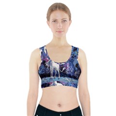 Unicorn Starry Night Print Van Gogh Sports Bra With Pocket by Modalart