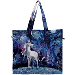 Unicorn Starry Night Print Van Gogh Canvas Travel Bag by Modalart