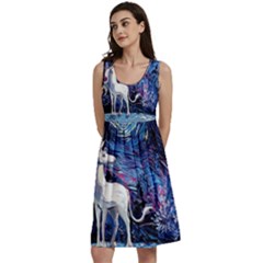 Unicorn Starry Night Print Van Gogh Classic Skater Dress by Modalart