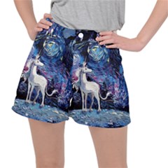 Unicorn Starry Night Print Van Gogh Women s Ripstop Shorts by Modalart