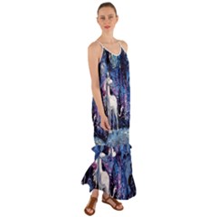 Unicorn Starry Night Print Van Gogh Cami Maxi Ruffle Chiffon Dress by Modalart