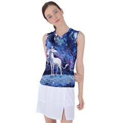 Unicorn Starry Night Print Van Gogh Women s Sleeveless Sports Top by Modalart