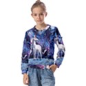 Unicorn Starry Night Print Van Gogh Kids  Long Sleeve T-Shirt with Frill  View1