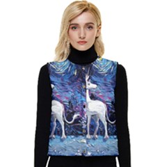 Unicorn Starry Night Print Van Gogh Women s Button Up Puffer Vest by Modalart