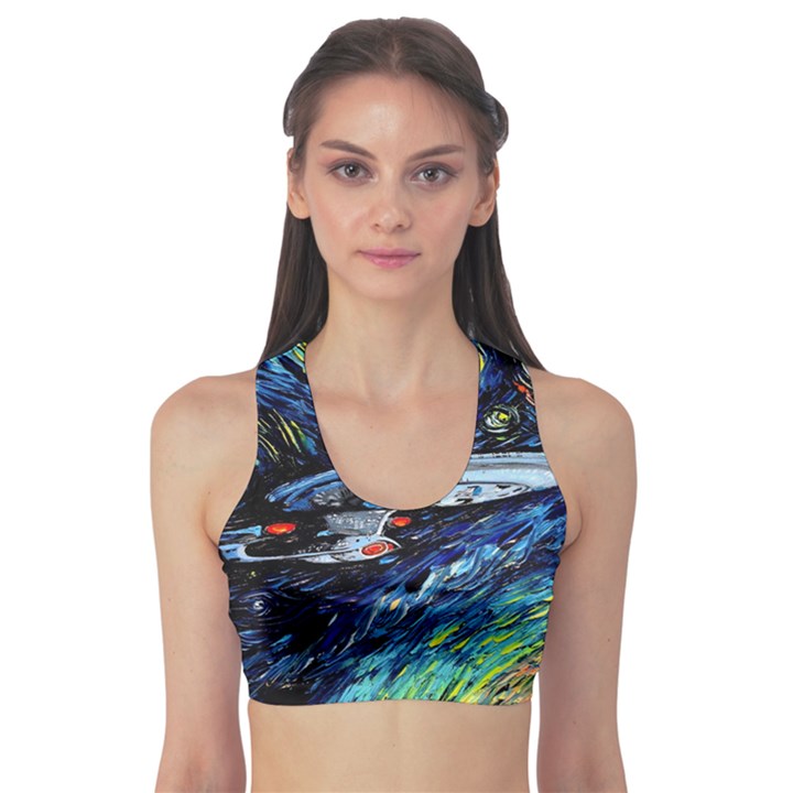 Star Ship Parody Art Starry Night Fitness Sports Bra