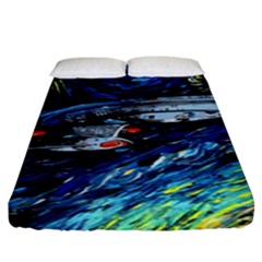 Star Ship Parody Art Starry Night Fitted Sheet (king Size) by Modalart