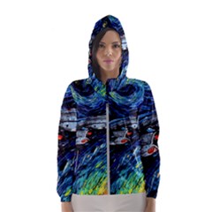 Star Ship Parody Art Starry Night Women s Hooded Windbreaker by Modalart