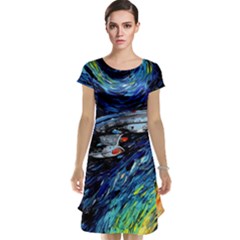 Star Ship Parody Art Starry Night Cap Sleeve Nightdress by Modalart