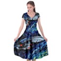 Star Ship Parody Art Starry Night Cap Sleeve Wrap Front Dress View1