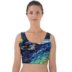 Star Ship Parody Art Starry Night Velvet Crop Top by Modalart