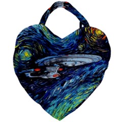 Star Ship Parody Art Starry Night Giant Heart Shaped Tote by Modalart