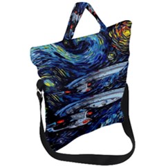 Star Ship Parody Art Starry Night Fold Over Handle Tote Bag by Modalart