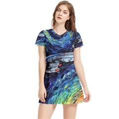 Star Ship Parody Art Starry Night Women s Sports Skirt by Modalart