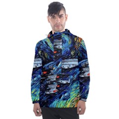 Star Ship Parody Art Starry Night Men s Front Pocket Pullover Windbreaker by Modalart