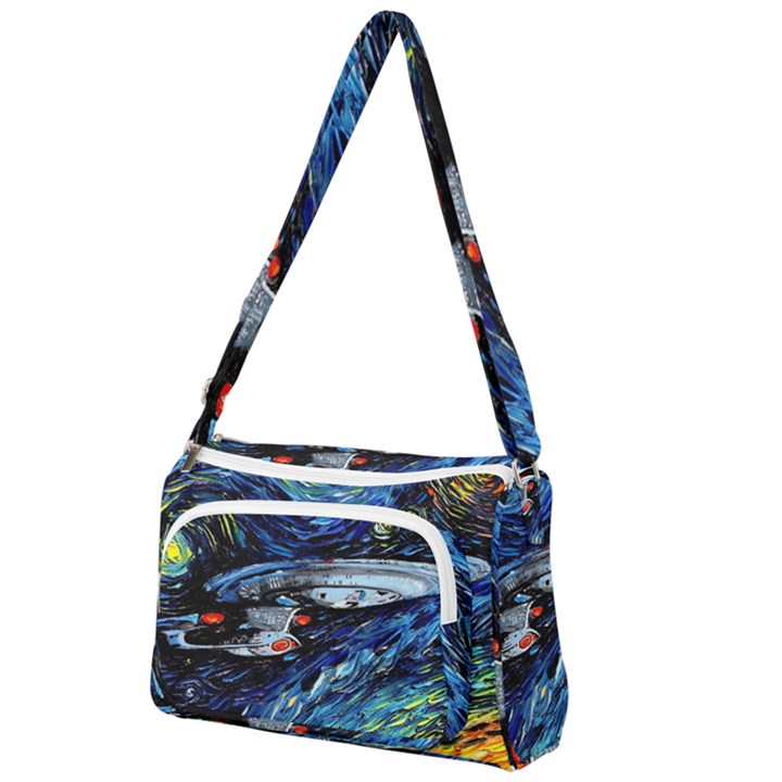 Star Ship Parody Art Starry Night Front Pocket Crossbody Bag