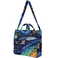 Star Ship Parody Art Starry Night Square Shoulder Tote Bag by Modalart