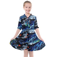 Star Ship Parody Art Starry Night Kids  All Frills Chiffon Dress by Modalart