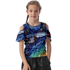 Star Ship Parody Art Starry Night Kids  Butterfly Cutout T-shirt by Modalart