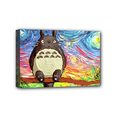 Totoro Starry Night Art Van Gogh Parody Mini Canvas 6  X 4  (stretched) by Modalart