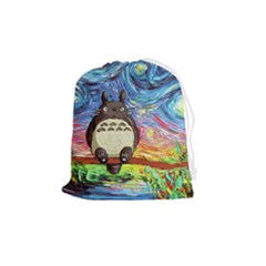 Totoro Starry Night Art Van Gogh Parody Drawstring Pouch (medium) by Modalart