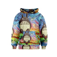 Totoro Starry Night Art Van Gogh Parody Kids  Pullover Hoodie by Modalart