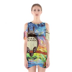 Totoro Starry Night Art Van Gogh Parody Shoulder Cutout One Piece Dress by Modalart