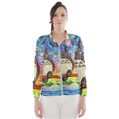 Totoro Starry Night Art Van Gogh Parody Women s Windbreaker by Modalart