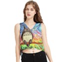 Totoro Starry Night Art Van Gogh Parody V-Neck Cropped Tank Top View1